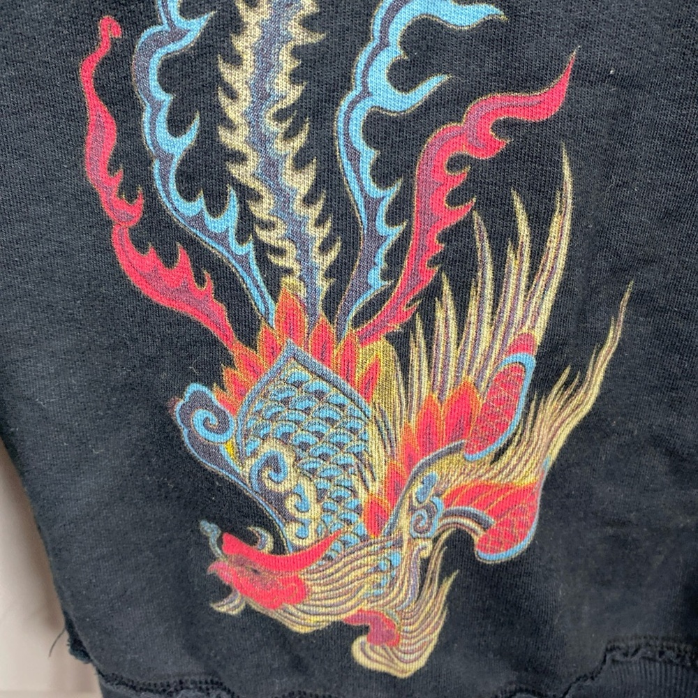 Y2K Asian Dragon Peace Love Freedom Zip Up Hoodie Green Dragon XS Extra Small - Picture 2 of 8